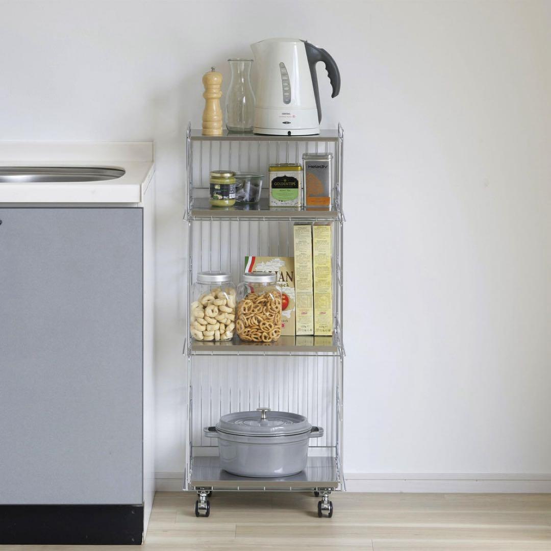 44737 ステンレス棚のスタッキングワゴン 3段