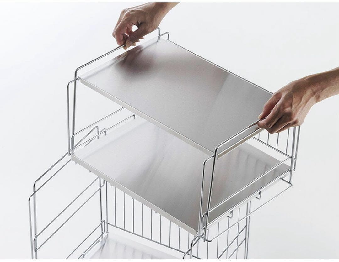 44737 ステンレス棚のスタッキングワゴン 3段