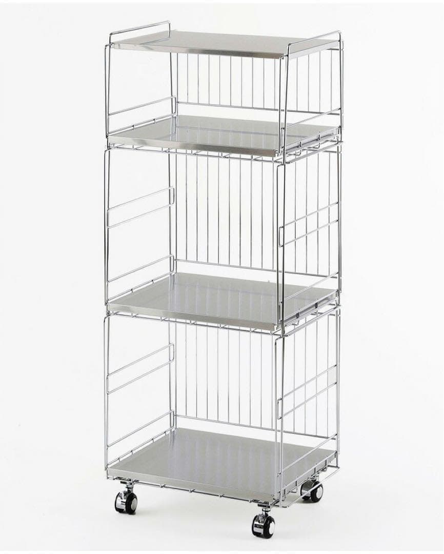 44737 ステンレス棚のスタッキングワゴン 3段