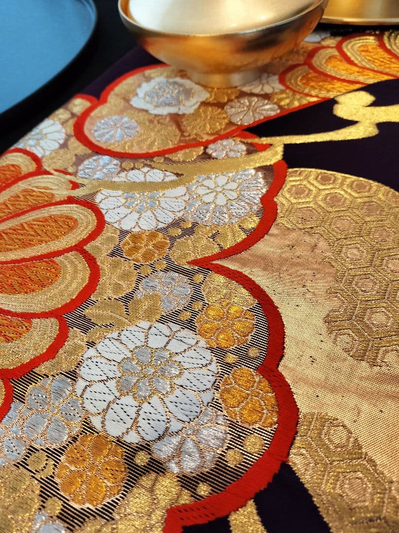 A616★逸品‼️豪華刺繍‼️ひな祭り‼️袋帯正絹テーブルランナー2ｍ2cm