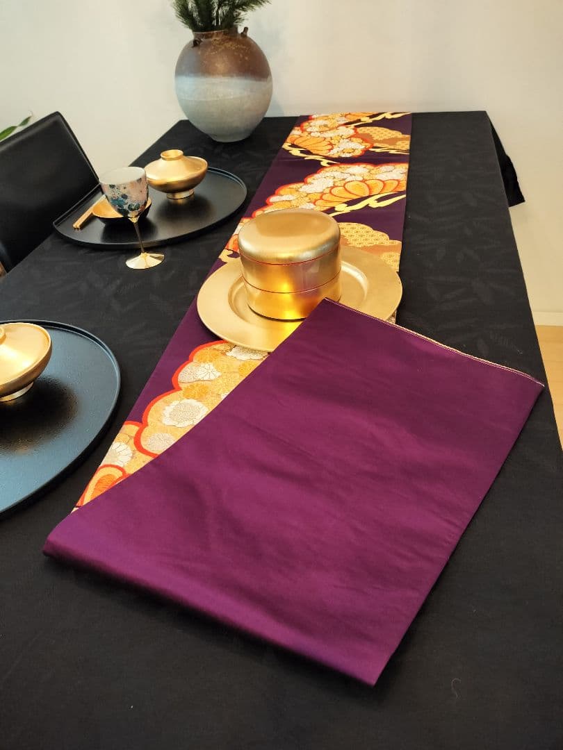 A616★逸品‼️豪華刺繍‼️ひな祭り‼️袋帯正絹テーブルランナー2ｍ2cm