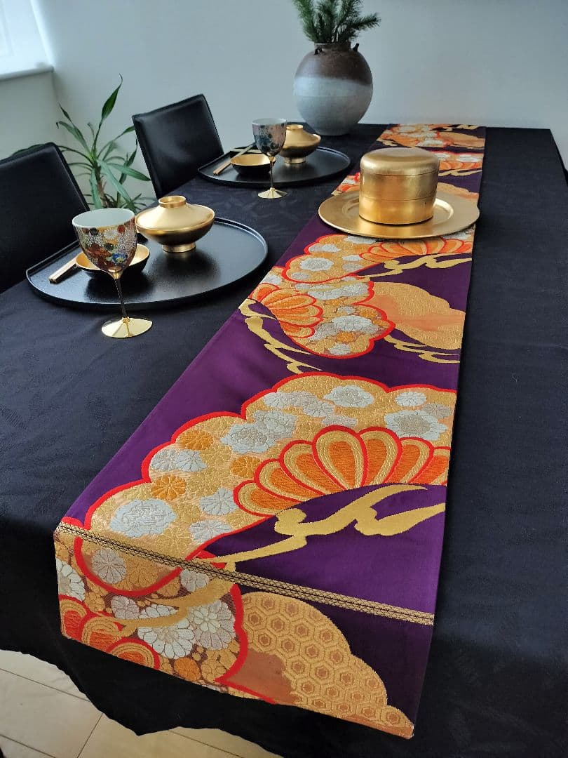 A616★逸品‼️豪華刺繍‼️ひな祭り‼️袋帯正絹テーブルランナー2ｍ2cm