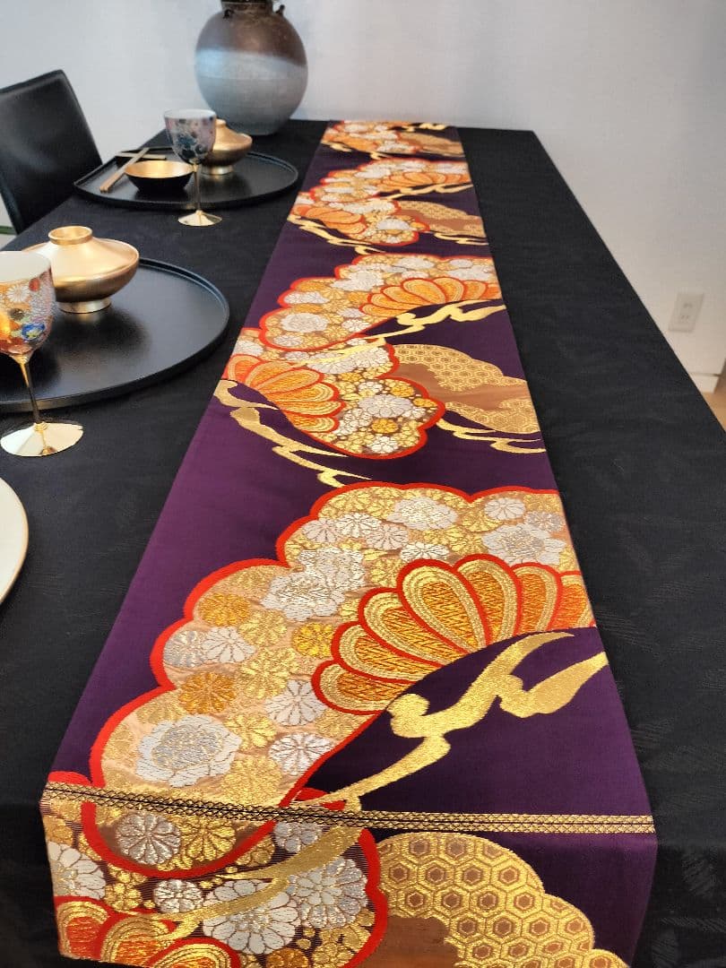 A616★逸品‼️豪華刺繍‼️ひな祭り‼️袋帯正絹テーブルランナー2ｍ2cm