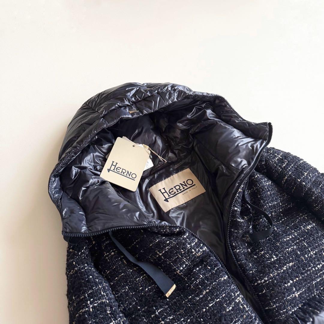 ◾️新品タグ付　HERNO ヘルノ 定価20万以上　ダウン ツィード　ドッキング