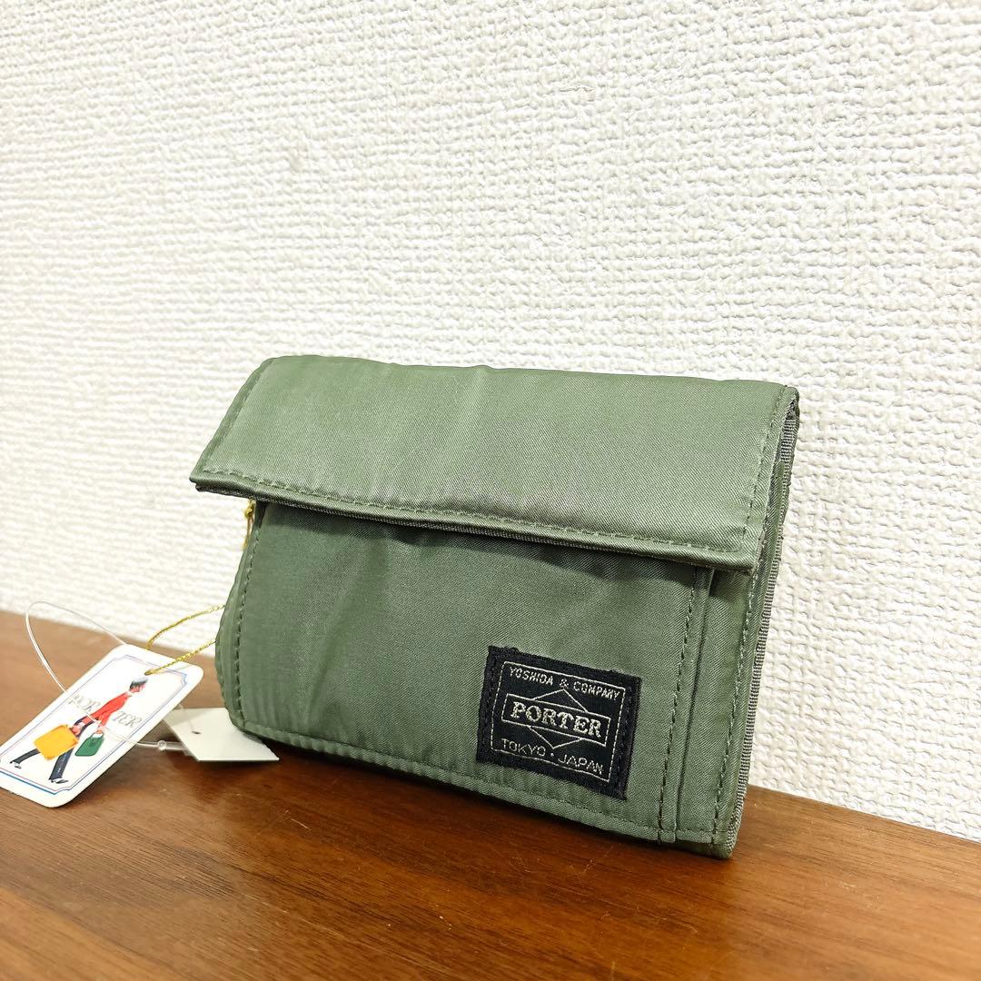 未使用タグ付き PORTER ポーター タンカー 三つ折り財布 セージグリーン