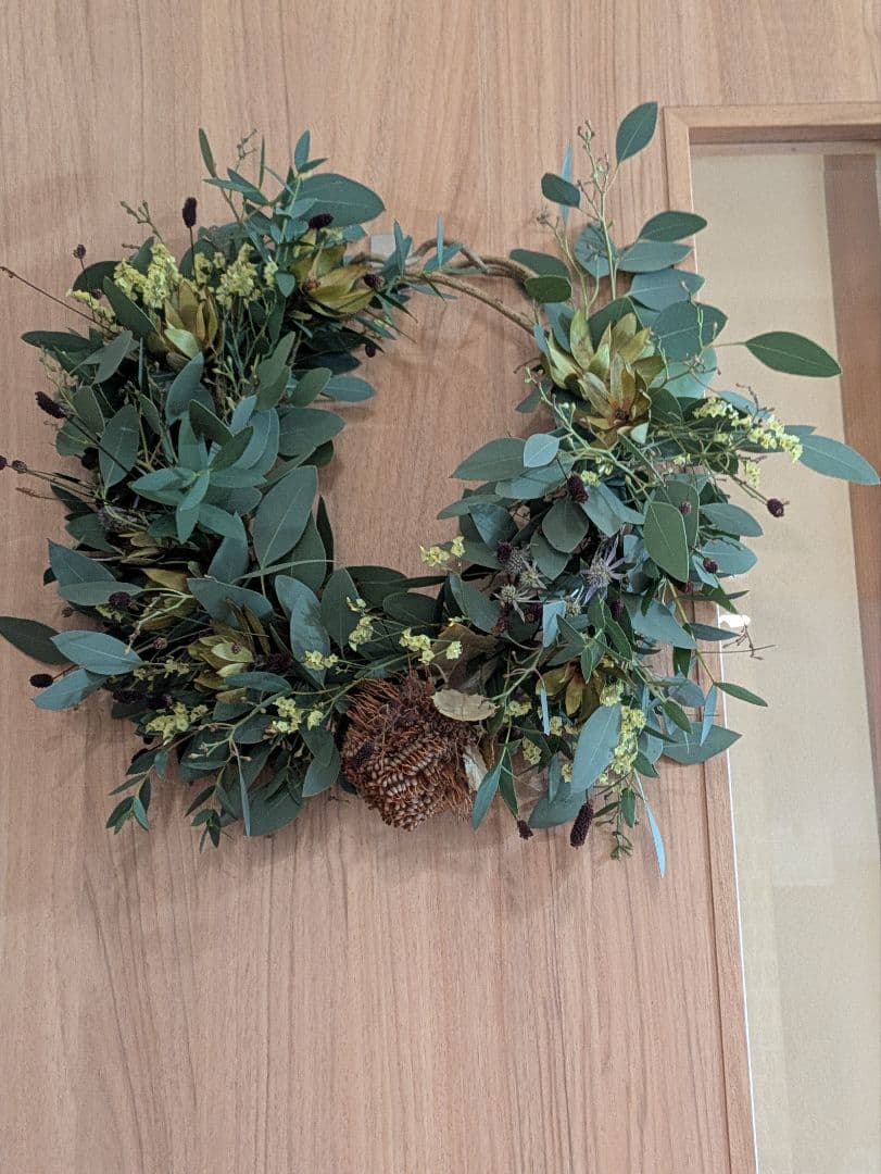ドライフラワー★ポポラスベリーボリュームリース ★バンクシア　ワレモコウ　1点物