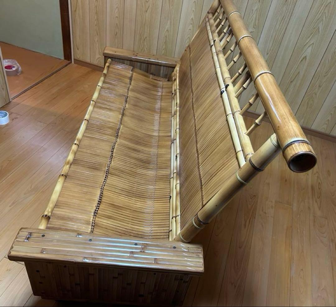 梅里竹芸　三人掛けソファー　ベンチ　竹製　【A-99】