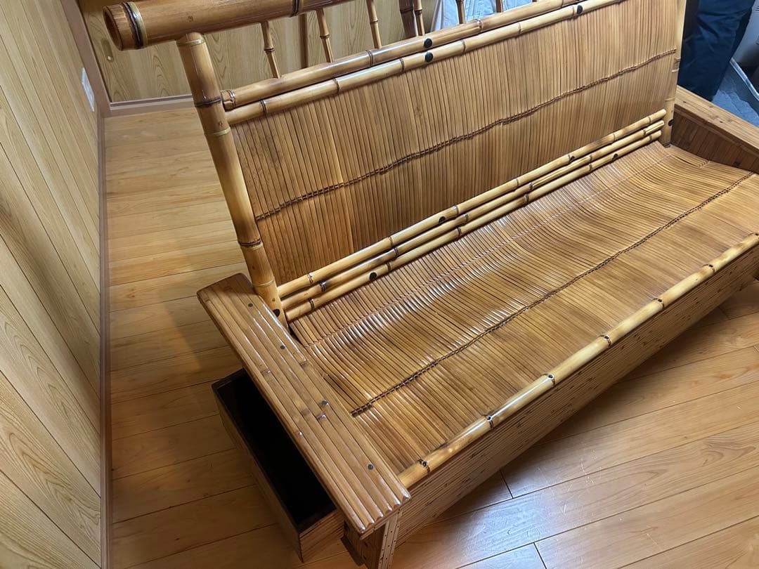 梅里竹芸　三人掛けソファー　ベンチ　竹製　【A-99】