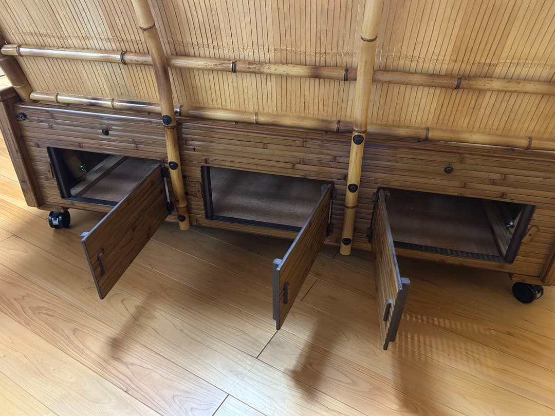 梅里竹芸　三人掛けソファー　ベンチ　竹製　【A-99】