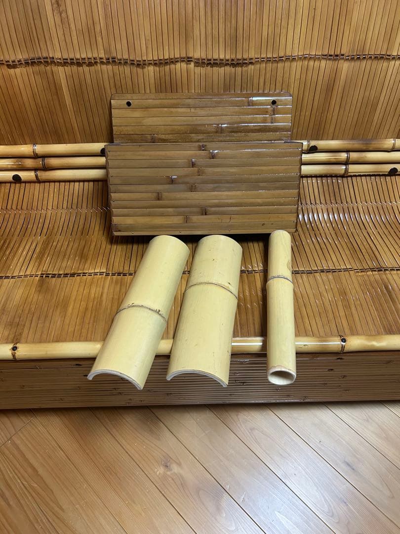 梅里竹芸　三人掛けソファー　ベンチ　竹製　【A-99】