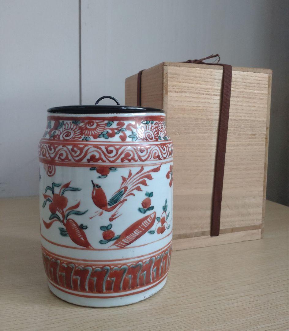 呉須赤絵水指　中国古玩　中国明代　茶道具　宋　高麗　茶盌　茶碗　青磁　トヒニ