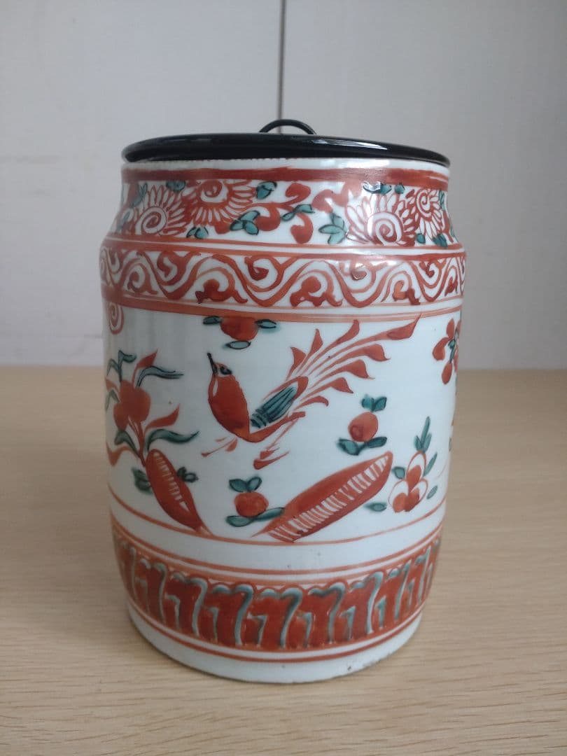 呉須赤絵水指　中国古玩　中国明代　茶道具　宋　高麗　茶盌　茶碗　青磁　トヒニ