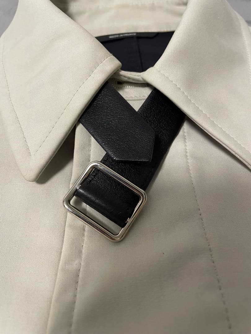 エルメス　レザー チンストラップ コットン ステンカラーコート　サイズ50