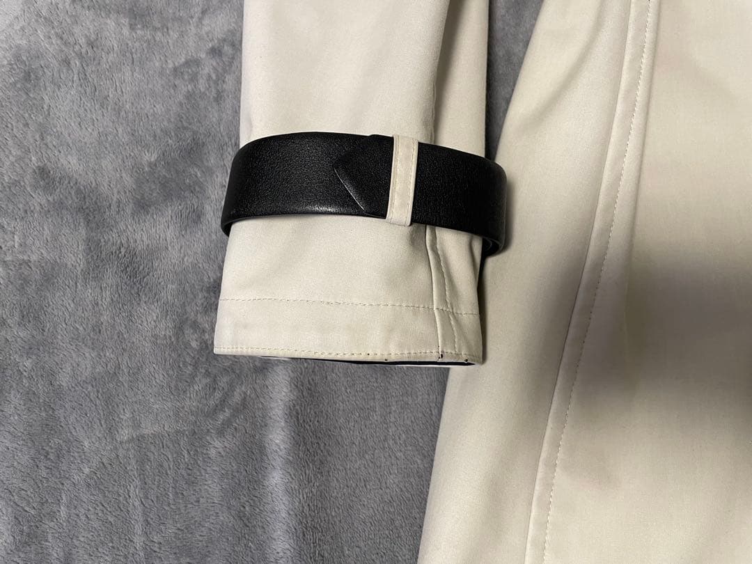 エルメス　レザー チンストラップ コットン ステンカラーコート　サイズ50