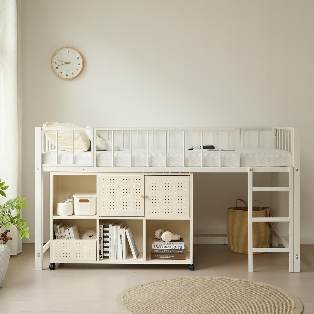 ロフトベッド パイプベッド シングル 高さ110cm 子供ベッド　WHITE