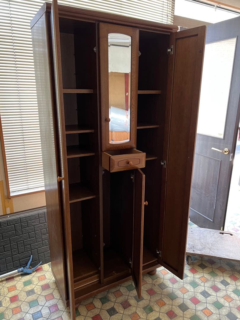 下駄箱　無垢材　職人手作り　木製　アンティーク