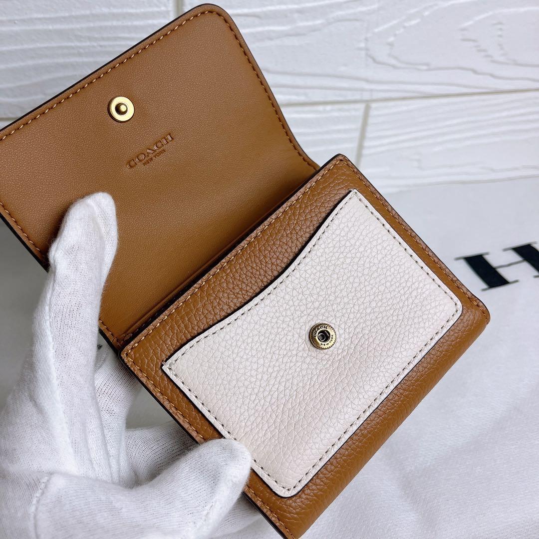 新品未使用 COACHコーチ 三つ折り財布 コンパクト ブラウン ブラック