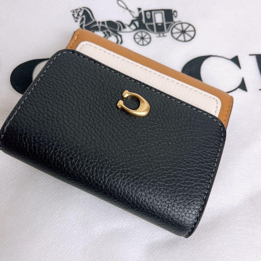 新品未使用 COACHコーチ 三つ折り財布 コンパクト ブラウン ブラック