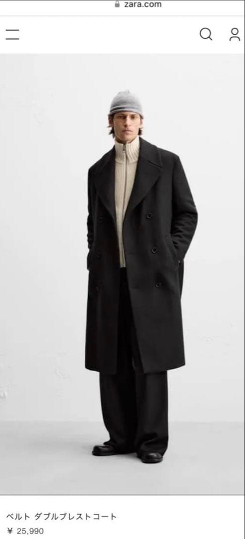ZARA　ザラ　コート　メンズ　ブラック　新品　未使用
