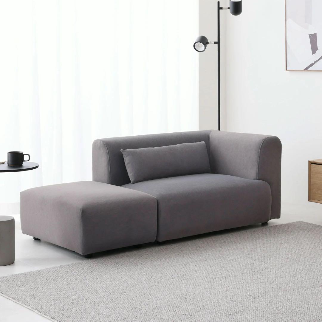 【美品】2人掛けソファ＋オットマン　グレー