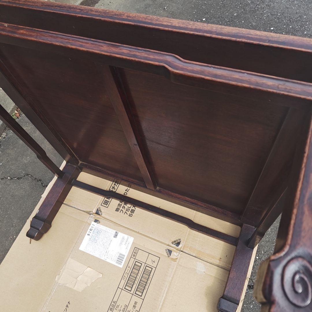 昭和レトロ 大正ロマン　無垢材　木彫　座卓　ちゃぶ台 　古家具　当時物　送料込