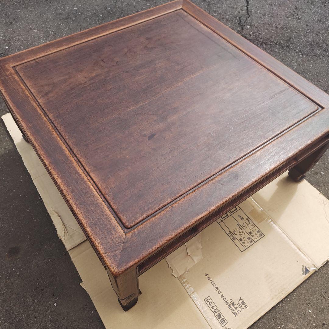 昭和レトロ 大正ロマン　無垢材　木彫　座卓　ちゃぶ台 　古家具　当時物　送料込