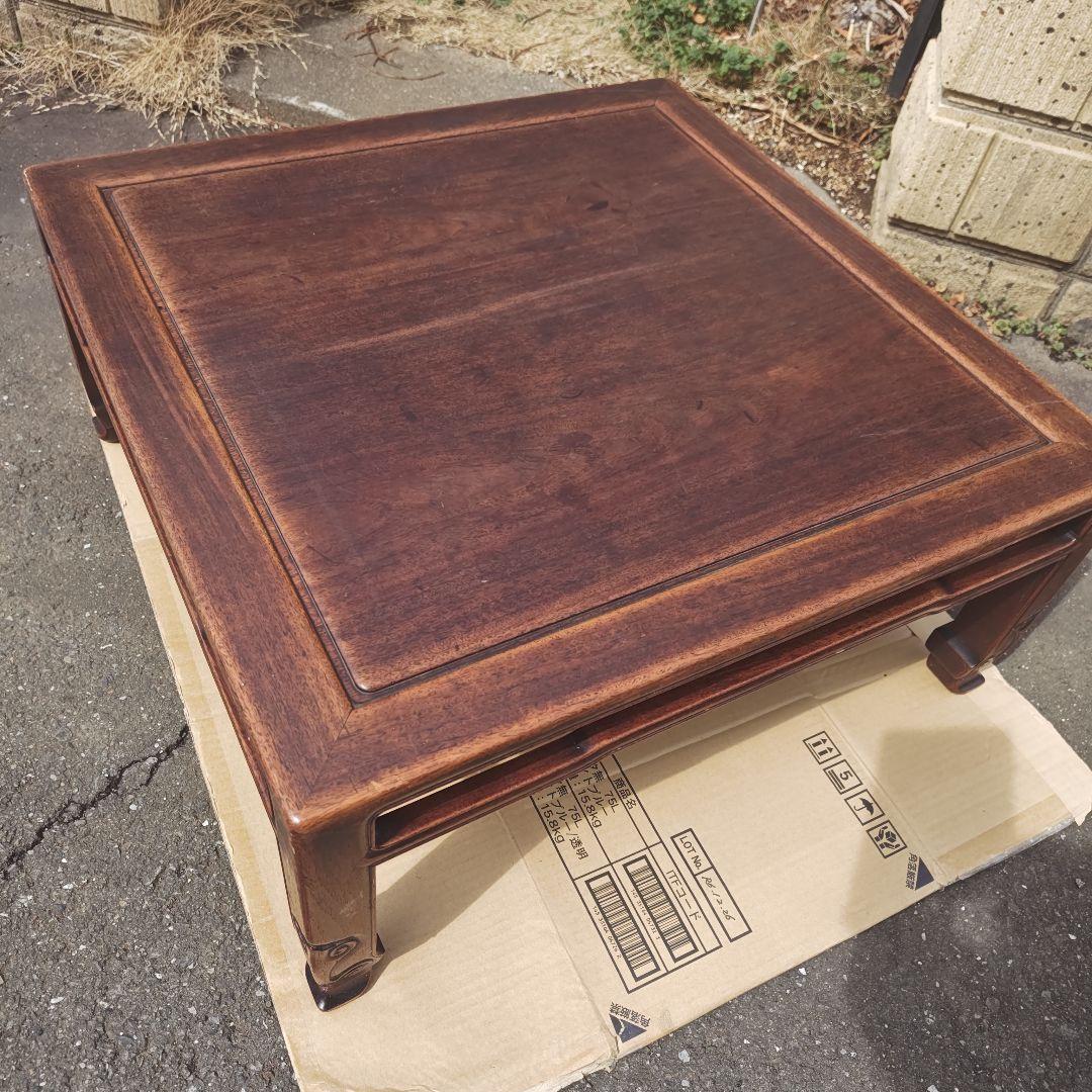 昭和レトロ 大正ロマン　無垢材　木彫　座卓　ちゃぶ台 　古家具　当時物　送料込
