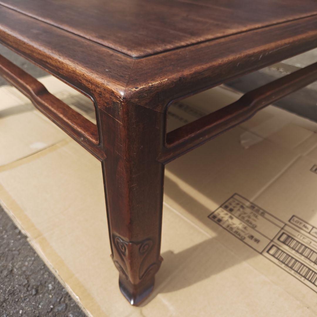 昭和レトロ 大正ロマン　無垢材　木彫　座卓　ちゃぶ台 　古家具　当時物　送料込