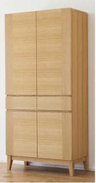 大川家具 ハイキャビネット　カノーヴァ 80 ホワイトオーク　オーク突板