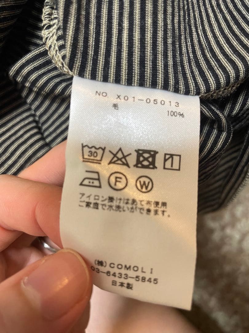 COMOLI 23SSサマーウール 半袖 BORDER サイズ2