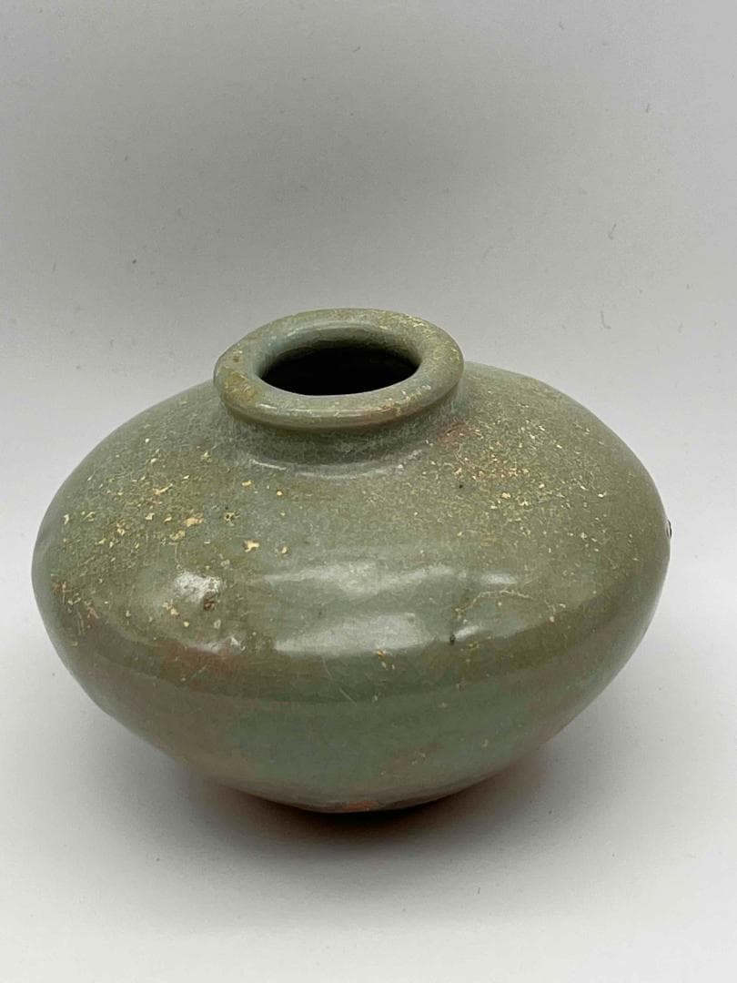 元時代 青磁 龍泉窯小壺　茶入　茶道具　水指 酒器 唐物　古物(F-97）