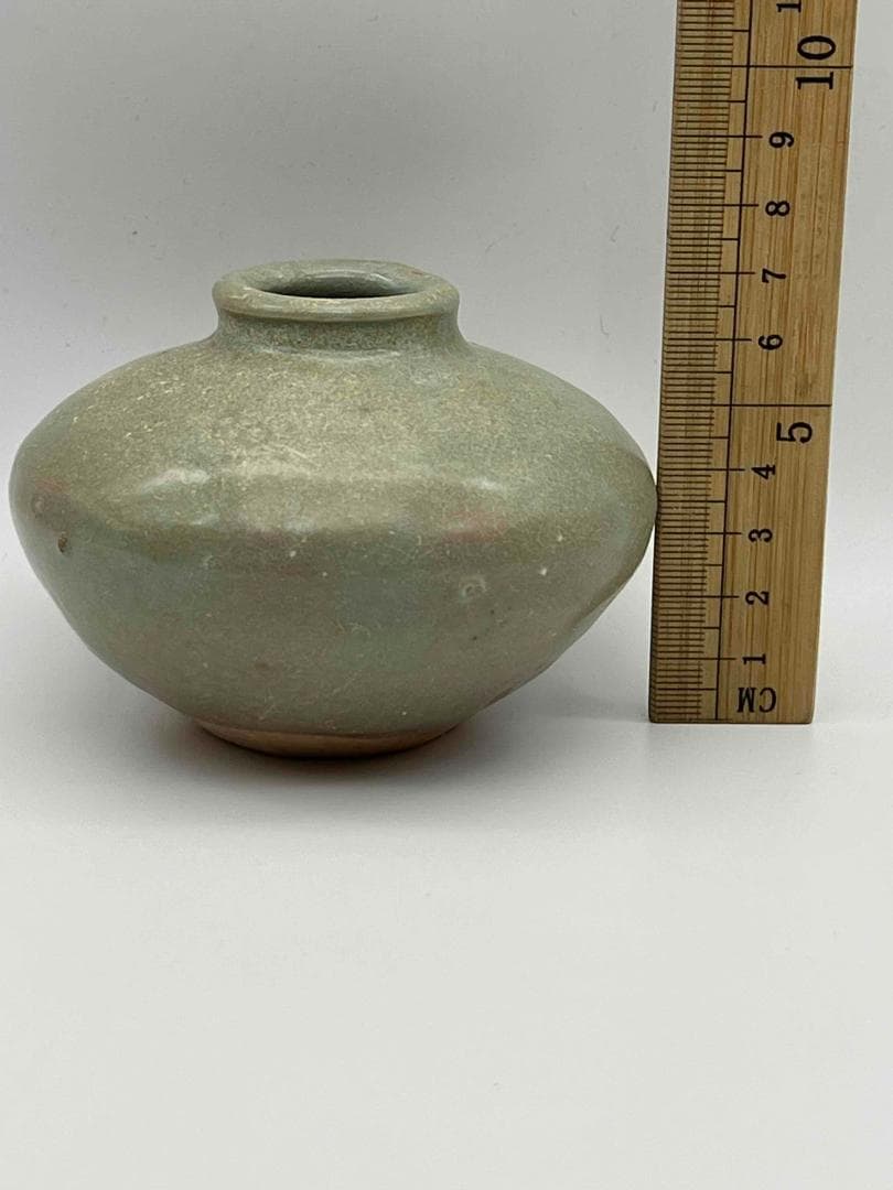 元時代 青磁 龍泉窯小壺　茶入　茶道具　水指 酒器 唐物　古物(F-97）