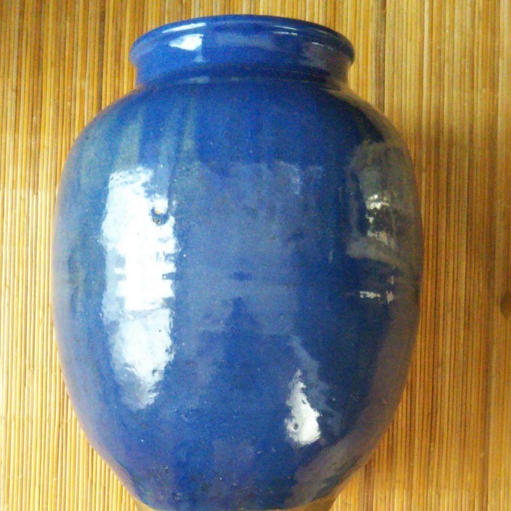 瑠璃色　茶葉入れ大壺　希少