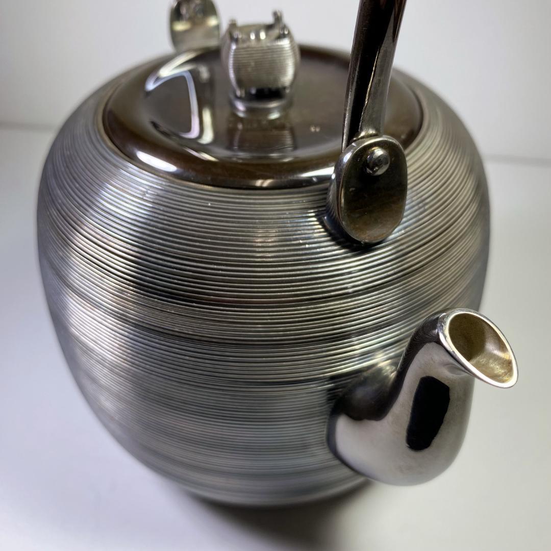 純銀製 ぼうすい 湯沸 糸巻摘 銀瓶 煎茶道具 純銀保証