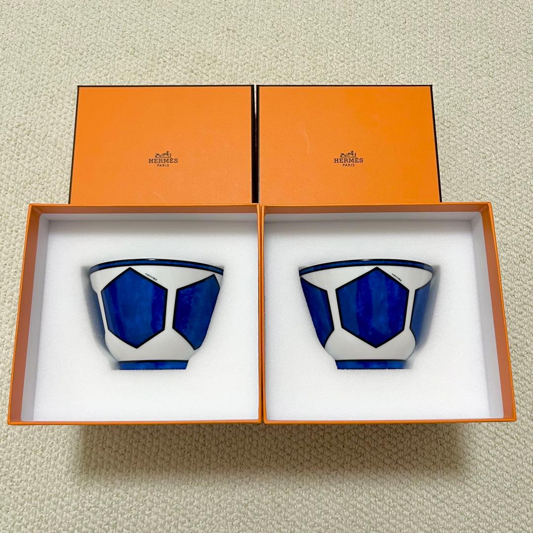 【新品・未使用】エルメス ブルーダイユール ボウル No1 茶碗 2個セット