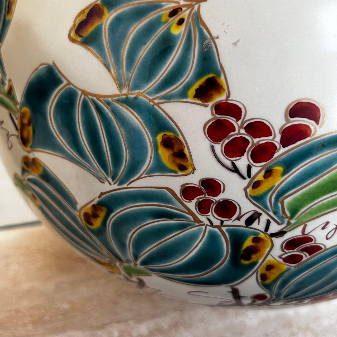 九谷焼 花瓶　名工　大田健次郎 作　鳥と植物