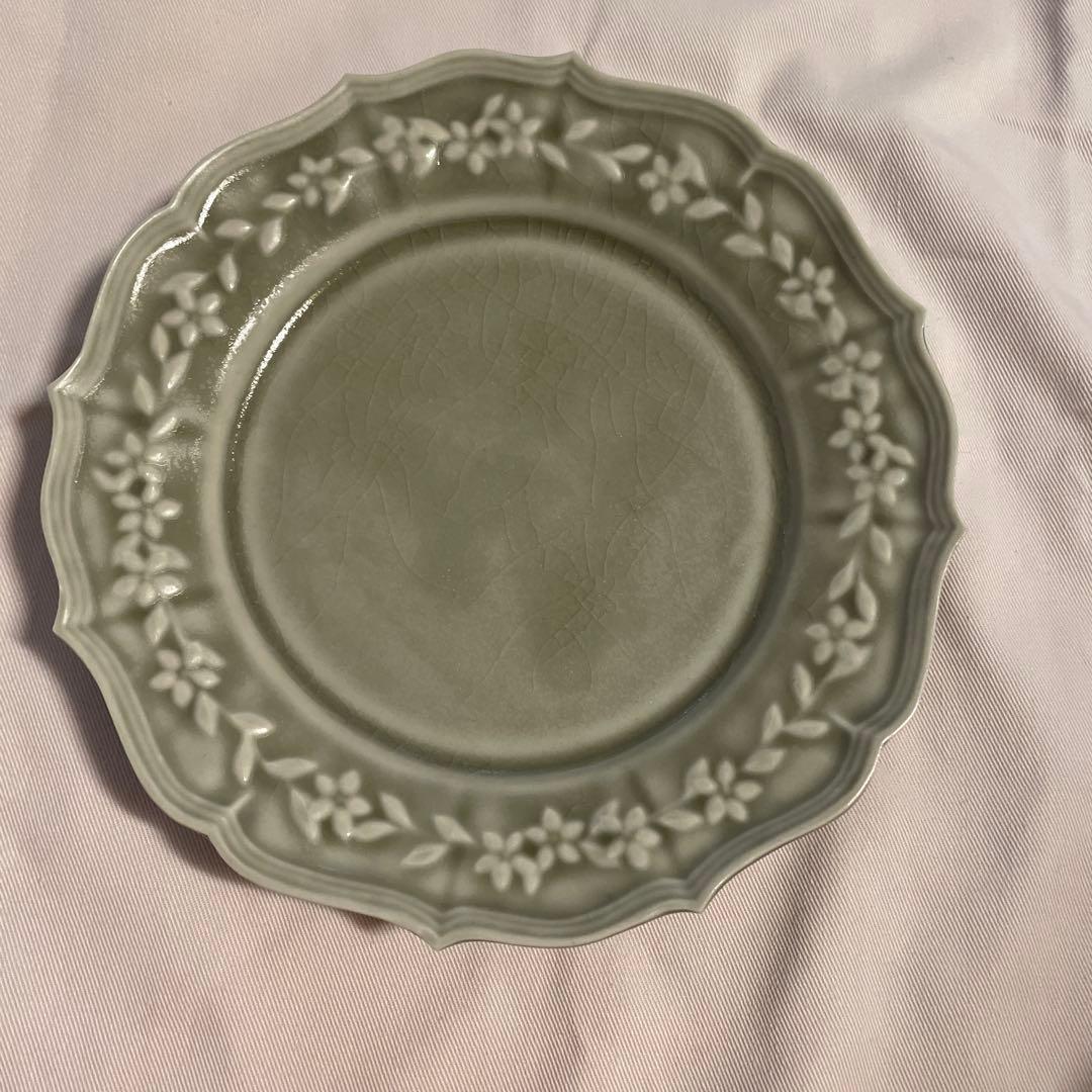 阿部慎太朗　2枚セット　平皿　レリーフ　オリーブ　新品