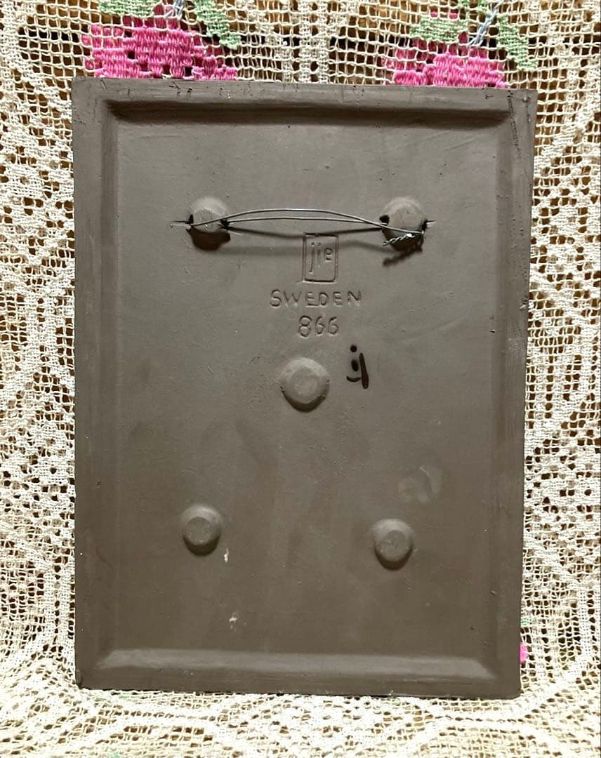 希少レア《ヴィンテージ》ジイガントフタ　【可愛いブルーのお花をモチーフした陶板】