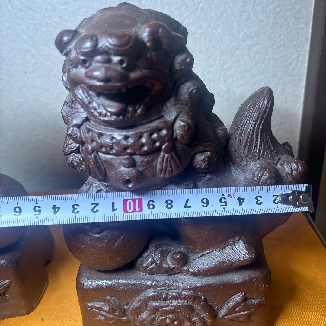 壺屋焼の名工 宜保次郎 唐獅子 壷屋 在銘 骨董品 古美術 置物