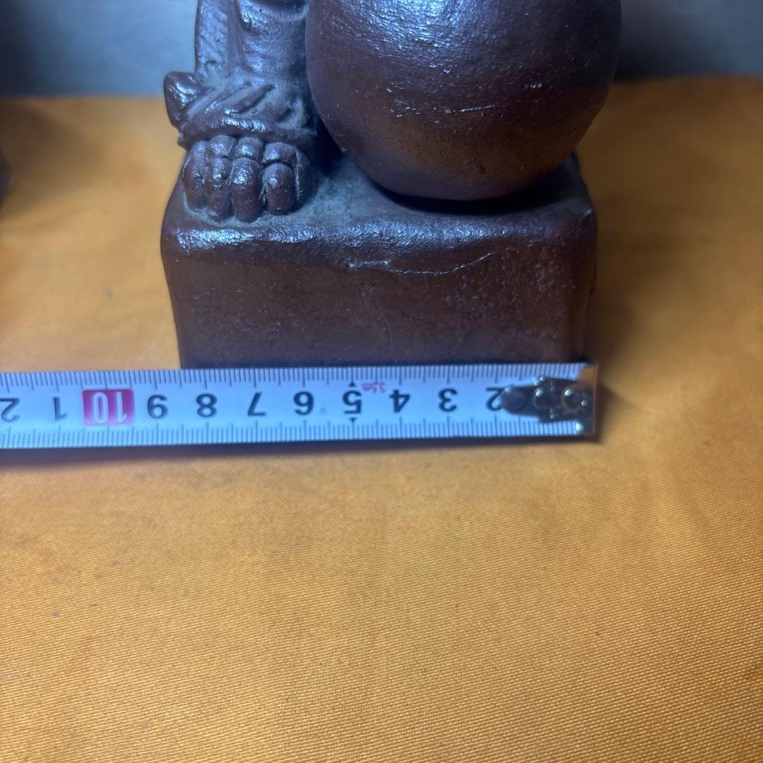 壺屋焼の名工 宜保次郎 唐獅子 壷屋 在銘 骨董品 古美術 置物