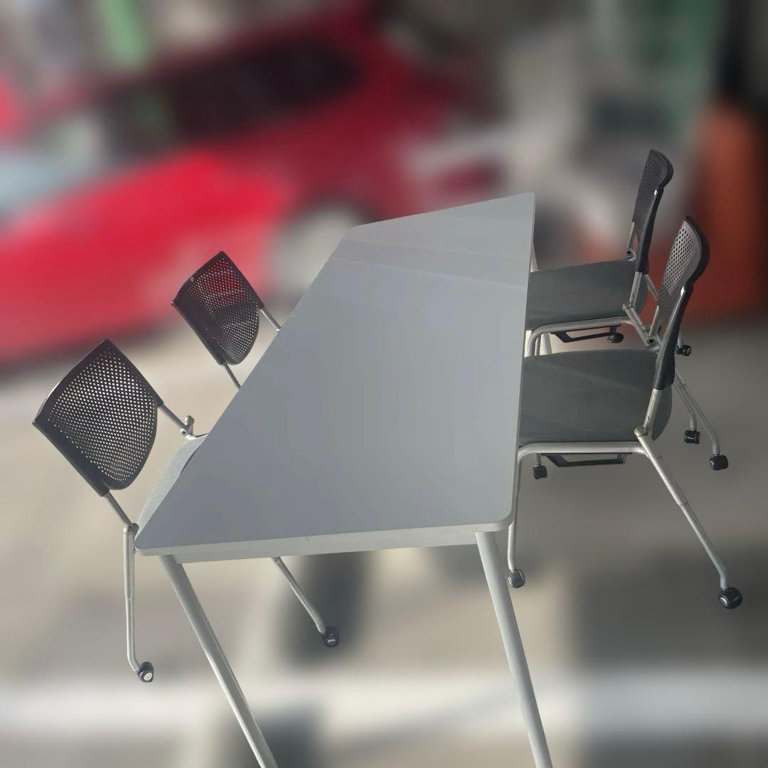 ホワイト長方形テーブルと椅子セット