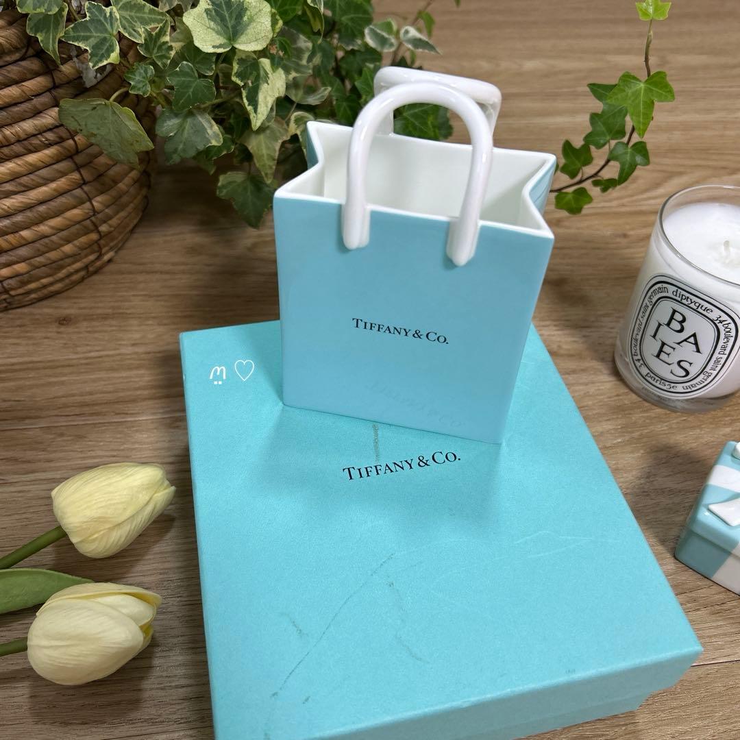 ティファニー　 ショッパー　ショッピングバッグ　オーナメント　陶器インテリア置物