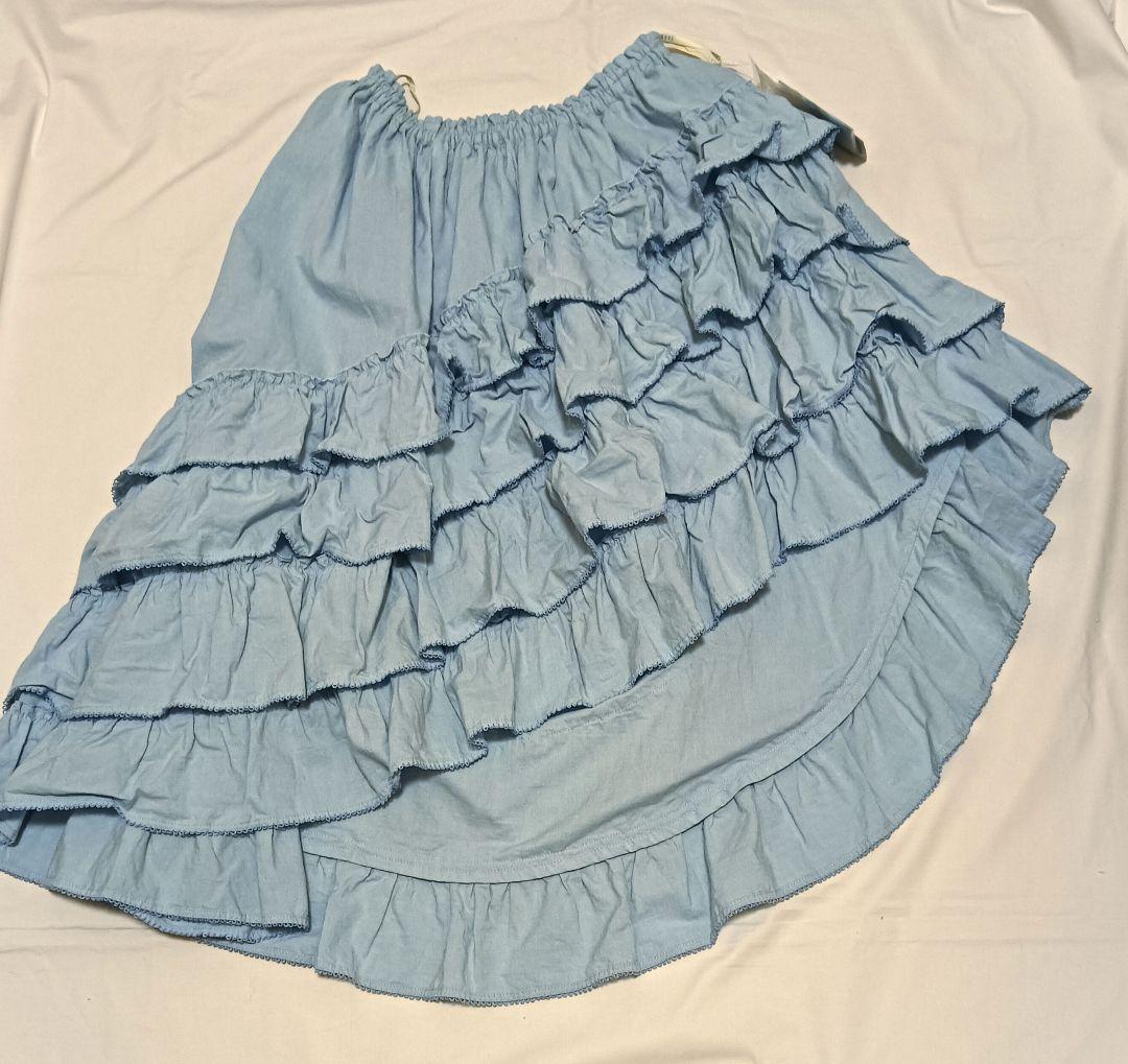 【タグ付き未使用】ピンクハウス　ダンガリー✕ローンフリルスカート