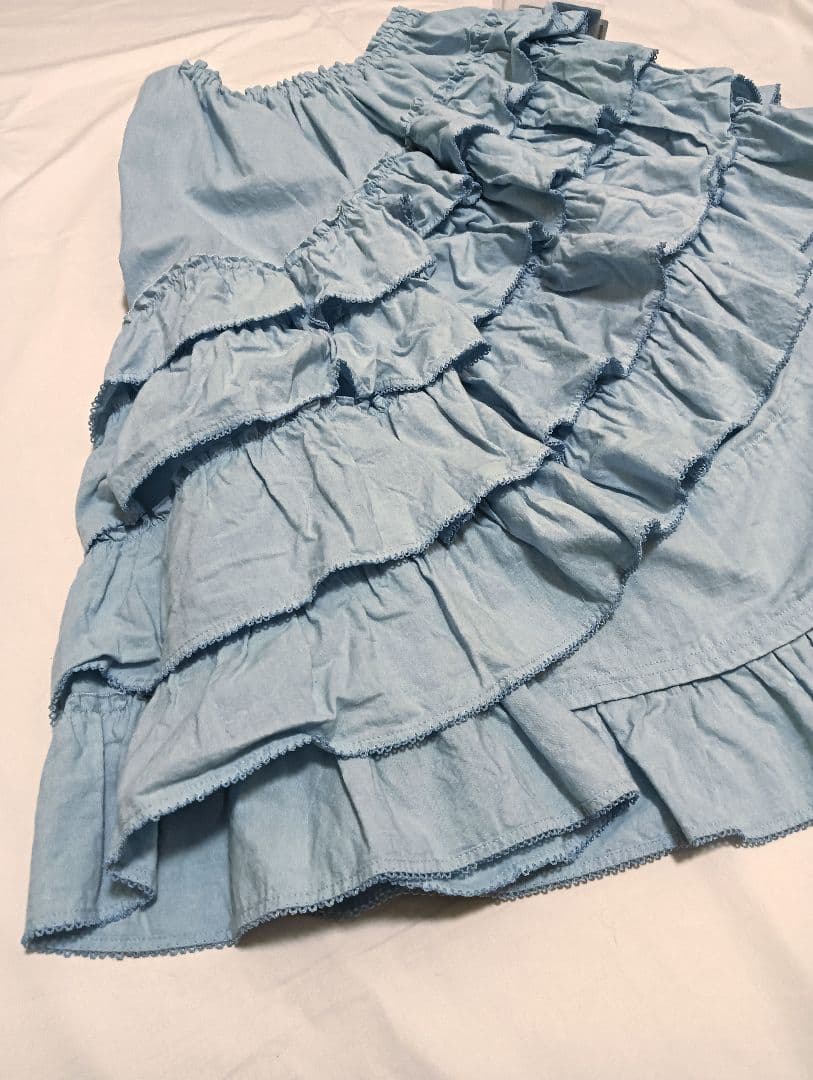 【タグ付き未使用】ピンクハウス　ダンガリー✕ローンフリルスカート