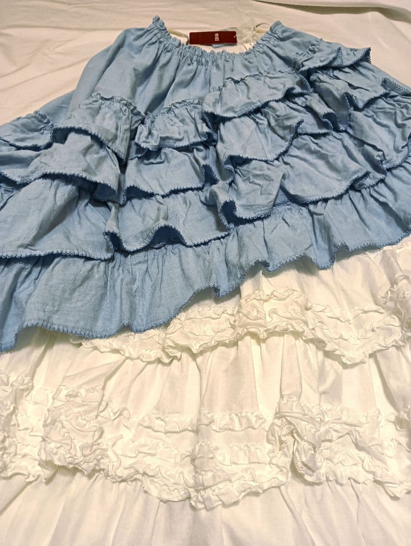 【タグ付き未使用】ピンクハウス　ダンガリー✕ローンフリルスカート
