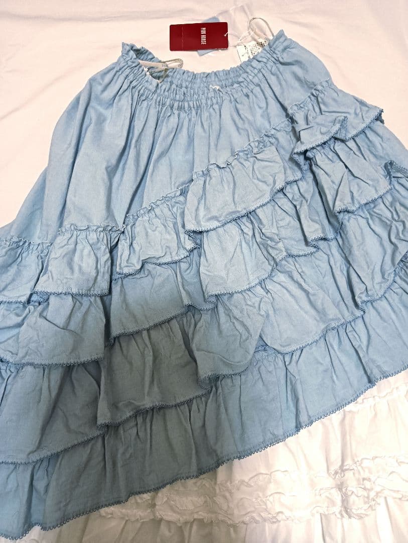 【タグ付き未使用】ピンクハウス　ダンガリー✕ローンフリルスカート