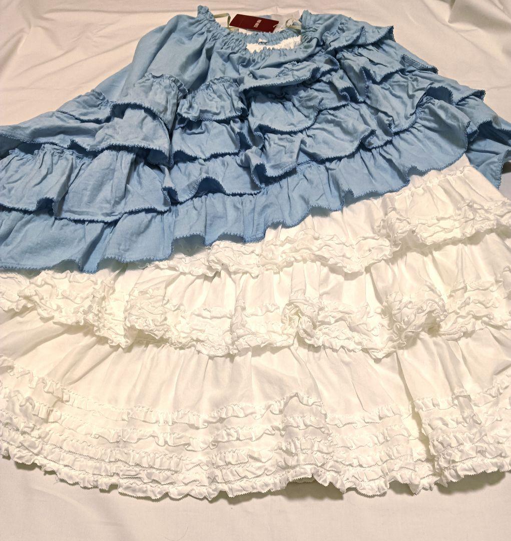 【タグ付き未使用】ピンクハウス　ダンガリー✕ローンフリルスカート