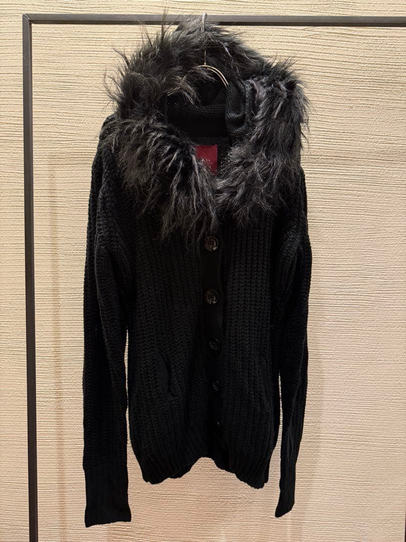 00s Japanese label fur knit hoodie パーカー