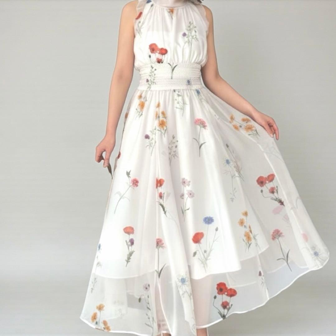 SNIDEL スナイデル　バックリボンシフォンワンピース 極美品　ワンピース　花