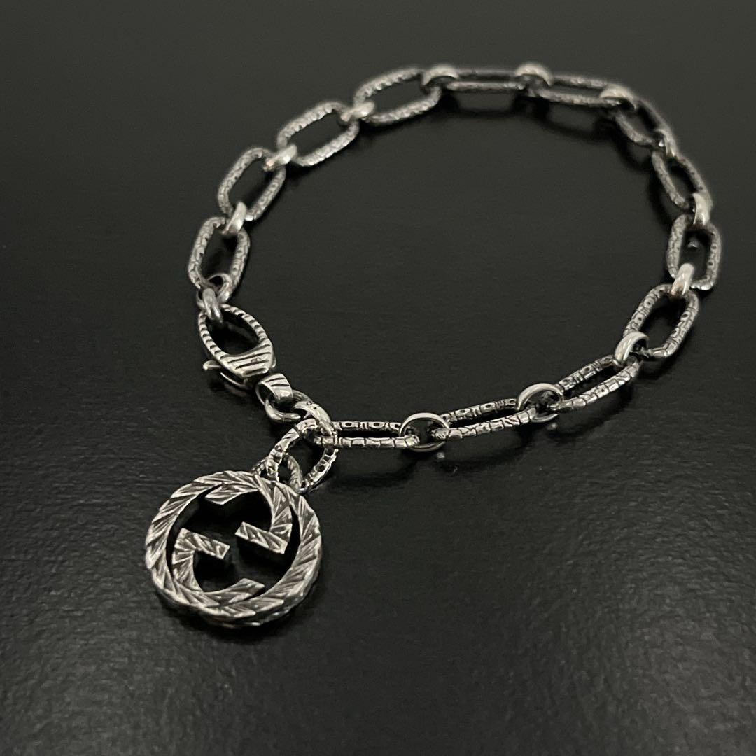 オールド　グッチ　ブレスレット　インターロッキング　シルバー　455381 燻